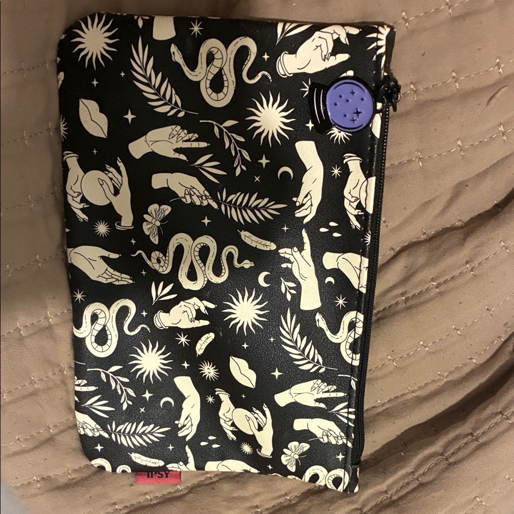 Ipsy Black and White Mystical Cosmetic Bag